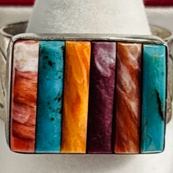 VTG Jay King Mine Finds Turquoise Coral Spiny Oyster Sterling Mens  Ring Sz 10.5 - Picture 2 of 15